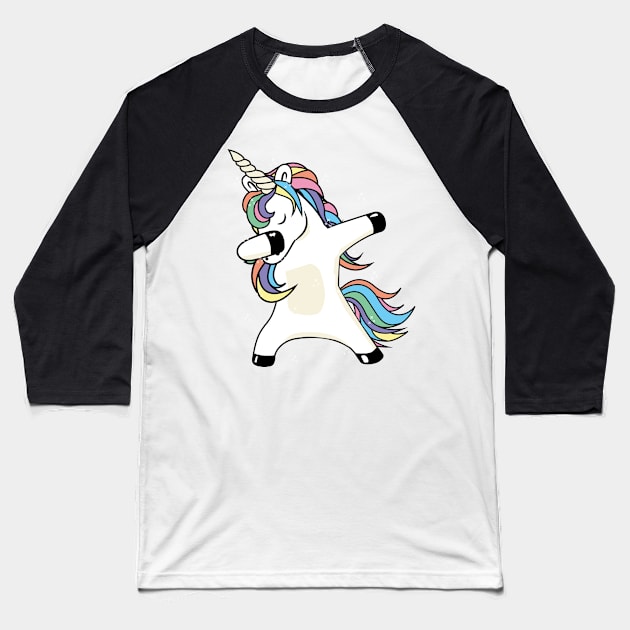 Dabbing Unicorn Baseball T-Shirt by Tingsy